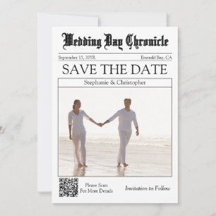 Chic Code QR Vintage Journal Blanc Save the Date