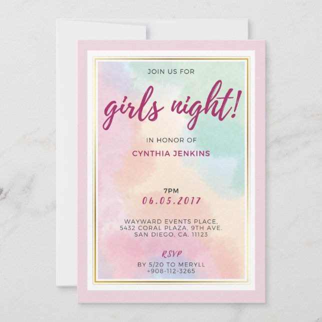 Chic Colorfull Bachelorette Party Invitation (Devant)