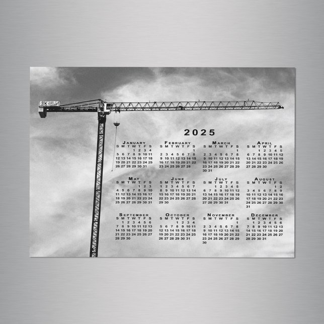 Chic Construction Grue Photo 2025 Calendrier Magne (Chic Construction Crane Photo 2025 Calendar Magnet in situ)