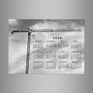 Chic Construction Grue Photo 2026 Calendrier Magne