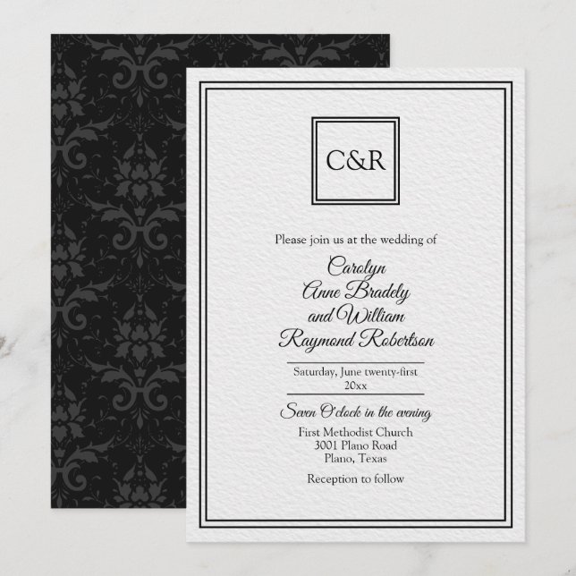 Chic Contemporain 2 Faire-part de mariage (Devant / Derrière)