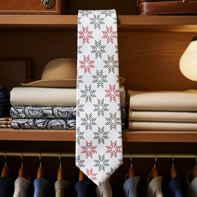 Chic couleur Poinsettia Motif Cravate de Noël (Elegant holiday necktie)