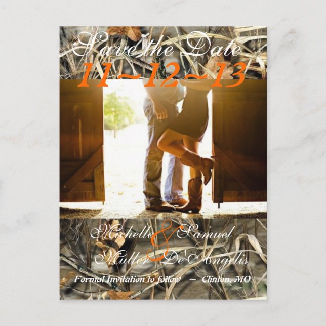 Chic Country Camoflague Enregistrer la date Carte  (Devant)