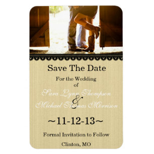 Chic Country Lace Photo Enregistrer La Date Magnet