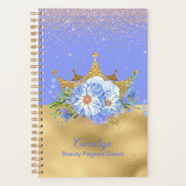 Chic Couronne Fleurie Bleue et Or Coach de Concour (Devant)