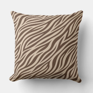 Chic Coussin Décoratif Marron et Tan à Rayures Zéb