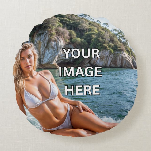 CHIC ! 🌀 Coussin rond personnalisable avec image  (Devant)