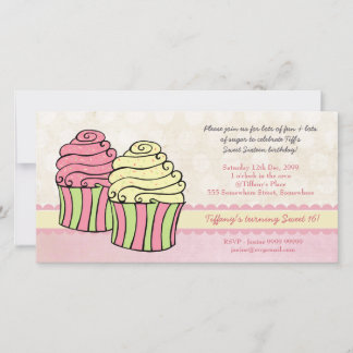 Chic Cupcakes Sweet 16 Invitation de fête d'annive