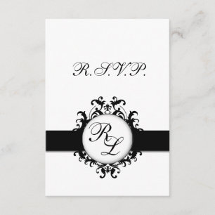 Chic Damask Monogram RSVP Card Mariage