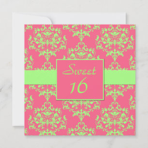 Chic Damask Sweet 16 Anniversaire Invitation