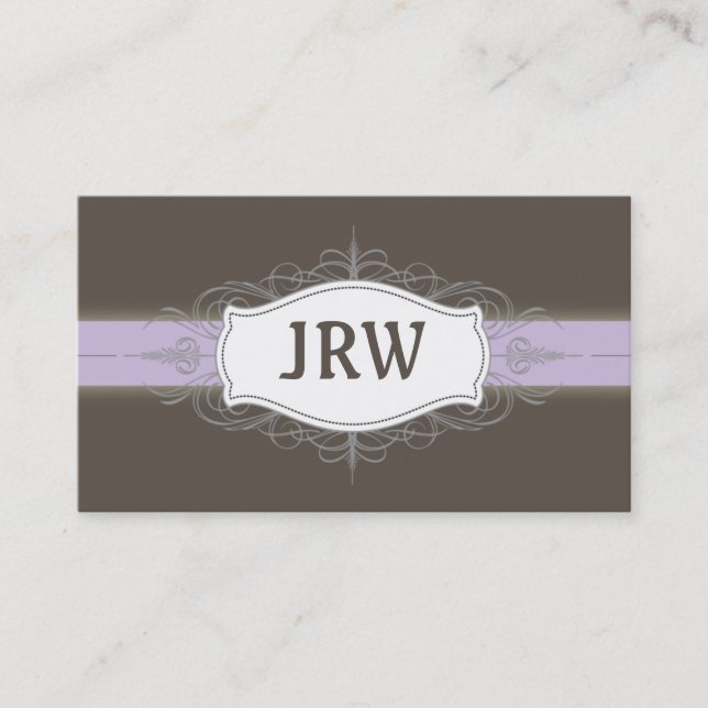 Chic Déco Cadre Monogramme Carte de visite Lilac (Devant)