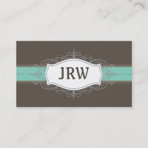 Chic Deco Cadre Monogramme Carte de visite Turquoi