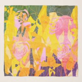 Chic décontracté Écharpe florale violet vert rose