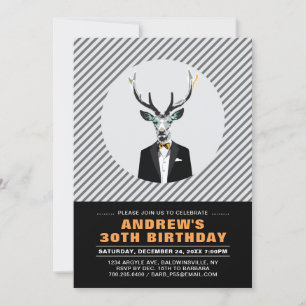 Chic Deer, Adulte 30e Anniversaire Fête Invitation