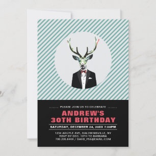 Chic Deer, Adulte 30e Anniversaire Fête Invitation