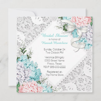 Chic dentelle et Hydrangeas Invitation de la douch