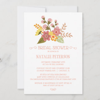 Chic douche nuptiale invitation bouquet floral