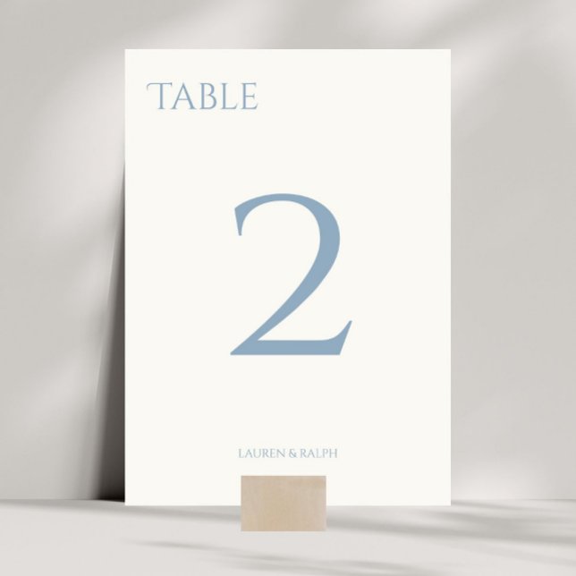 Chic Dusty Blue & Ivory Mariage Numéro de table Ca (Créateur téléchargé)