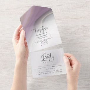 Chic Dusty Plum Dreamy Agate Invitation Tout En Un