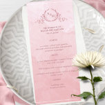 Chic Dusty Rose aquarelle, Monogram Mariage Menu<br><div class="desc">Dégustez vos invités avec ce beau menu de mariage d'aquarelle rose et poussiéreux, avec un élégant monogramme botanique dessiné à la main avec des initiales de couple sur un délicieux arrière - plan de lavage d'aquarelle dans un beau mélange de teintes rose et roses rousses. Facile à remplir en modèle...</div>