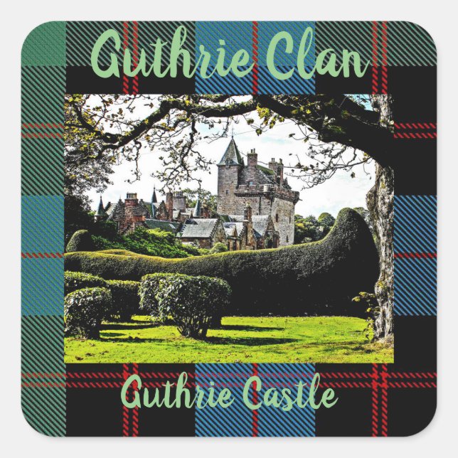 Chic écossais Guthrie Clan, Sticker Tartan Castle (Devant)