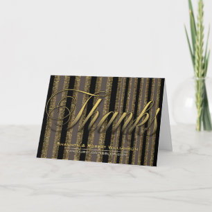 Chic Elegance Black Gold Carte de remerciements