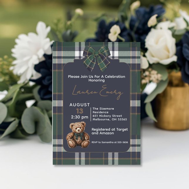 Chic Elegant Fancy Bear R. Lauren theme invitation (Créateur téléchargé)
