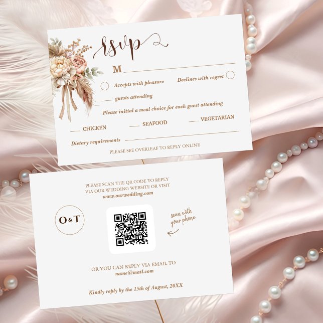 Chic élégant mariage floral RSVP QR carte de code (Créateur téléchargé)
