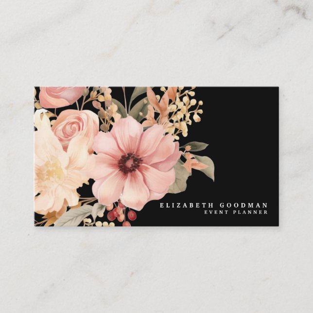 Chic Elegant rose et noir Cartes de visite (Devant)