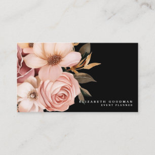 Chic Elegant rose et noir Cartes de visite