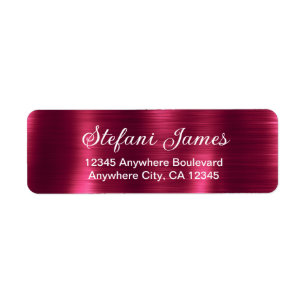 Chic Elegant Script Metallic Burgundy Étiquette