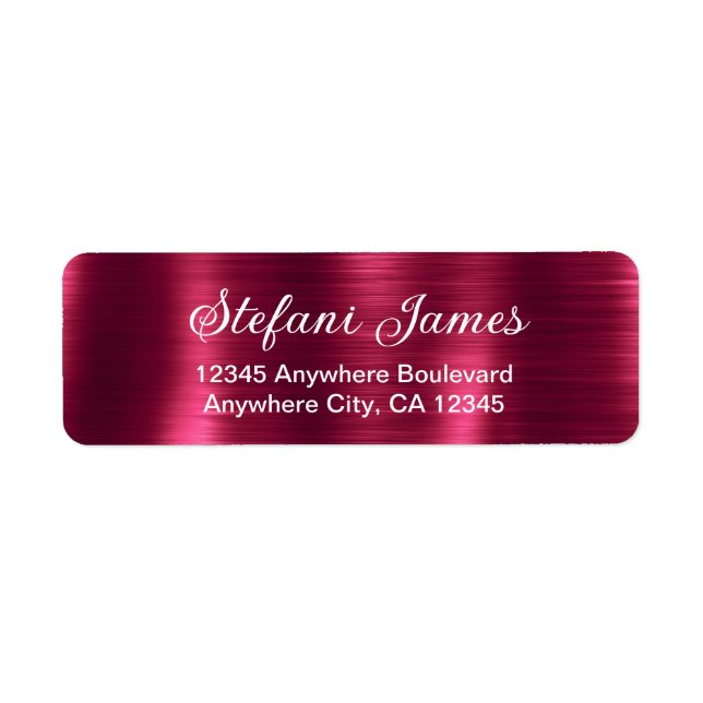 Chic Elegant Script Metallic Burgundy Étiquette (Devant)
