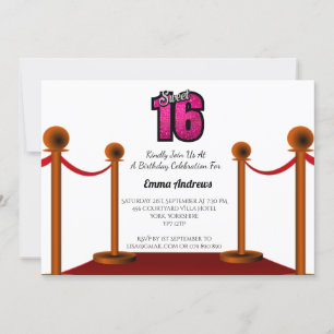Chic Elegant Tapis Rouge Sweet 16 Party Invitation