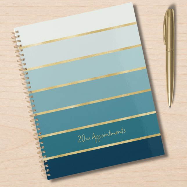 Chic Elegant Turquoise Gradient Gold Stripes (Créateur téléchargé)