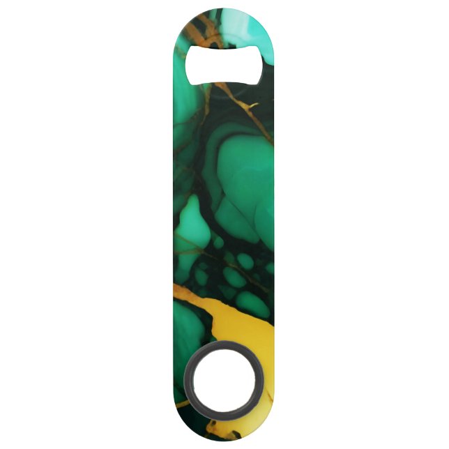 Chic Elegant vert foncé jaune Faux Marble (Devant)