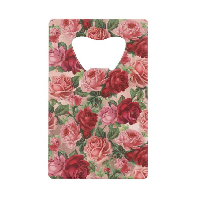Chic Elegant Vintage Rose Rouge Roses Floral (Devant)