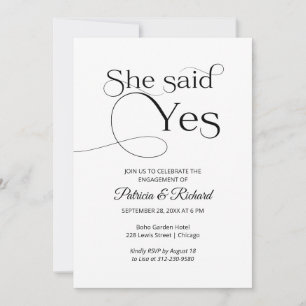Chic Elle Dit Oui Engagement Partie Invitation