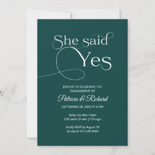 Chic Elle Dit Oui Engagement Partie Invitation