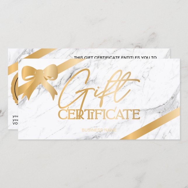 Chic en feuille d'or ruban logo logo cadeau certif (Devant / Derrière)