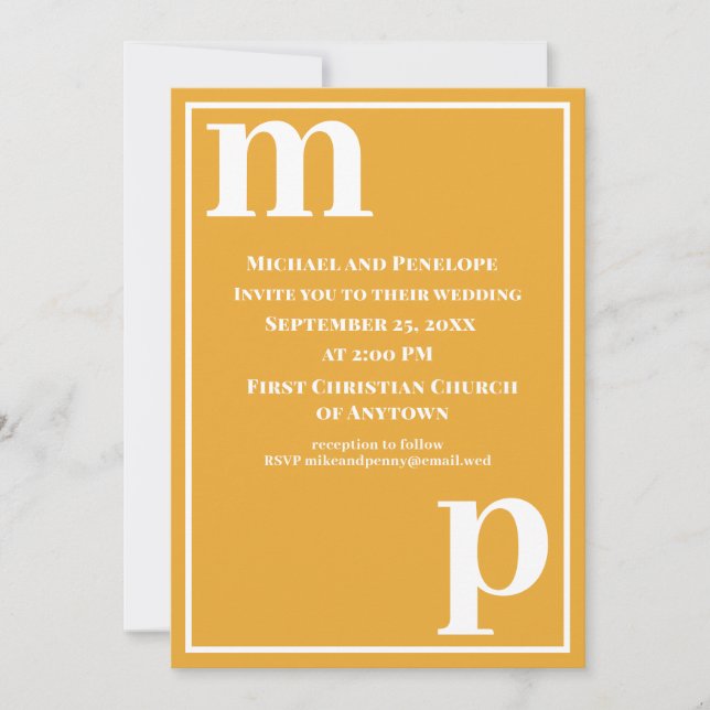Chic et tendance Monogram Marigold Faire-part de m (Devant)
