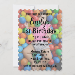 chic faded photo fille 1er anniversaire invitation