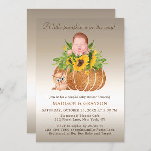 Chic Fall Sunflower Couples Baby shower Invitation