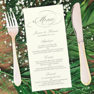 Chic Faux Argent Mariage Menu Modèle - Ivory