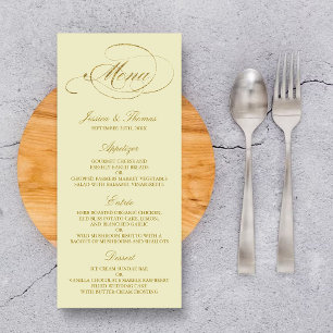 Chic Faux Gold Foil Mariage Menu Modèle - Ivory