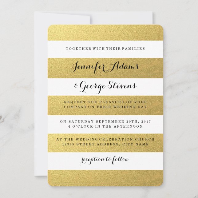 CHIC FAUX GOLD FOIPES FAIRE-PART DE MARIAGE (Devant)