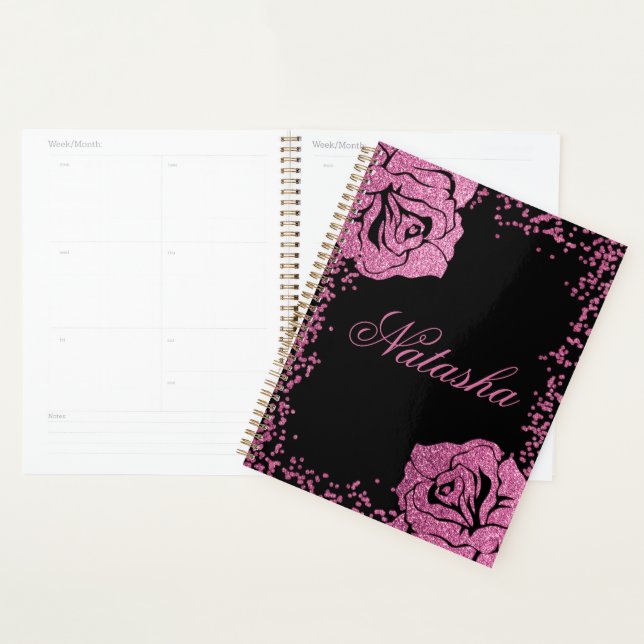 Chic fille rose Parties scintillant Rose noir pers (Devant avec enveloppe)