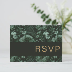 Chic Fleur Bouteille Vert Mariage RSVP Carte