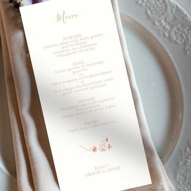 Chic Fleur sauvage Carte ivoire Menu Mariage (Créateur téléchargé)