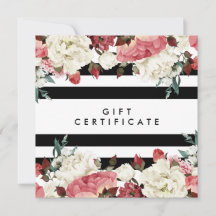 Chic Fleurs et Stripes Certificat cadeau Salon