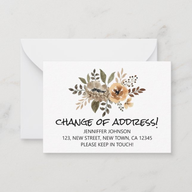Chic Flora Changement D'Adresse Carte Faire-part (Devant)